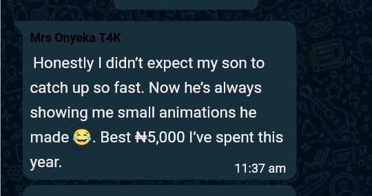 Parent Testimonial Screenshot